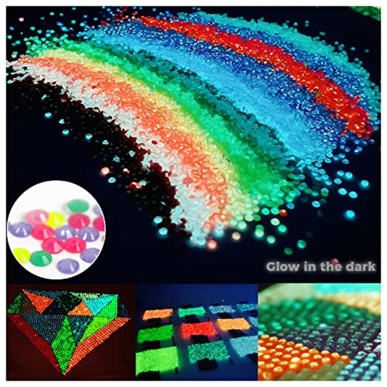 Glow in The Dark Diamond Painting Beads for Diamond Dots Accessories, 20  Colors Round Diamond Painting Drills Flatback Rhinestones for Crafts,  Diamonds for Diamond Painting Bead Art Gem Art, 20000PCS